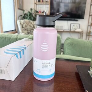 Clearly Filtered Water Bottle Unisex 32oz Pink NEW Insulated Stainless Steel